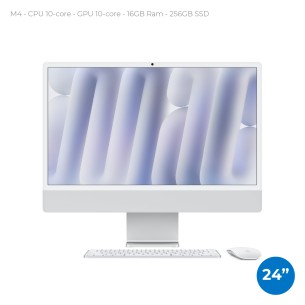 All in One 24" Retina 4.5K -  Apple IMac - CPU Apple M4 chip with 10‑core CPU and 10‑core GPU - 16GB Ram - 256GB SSD - Silver